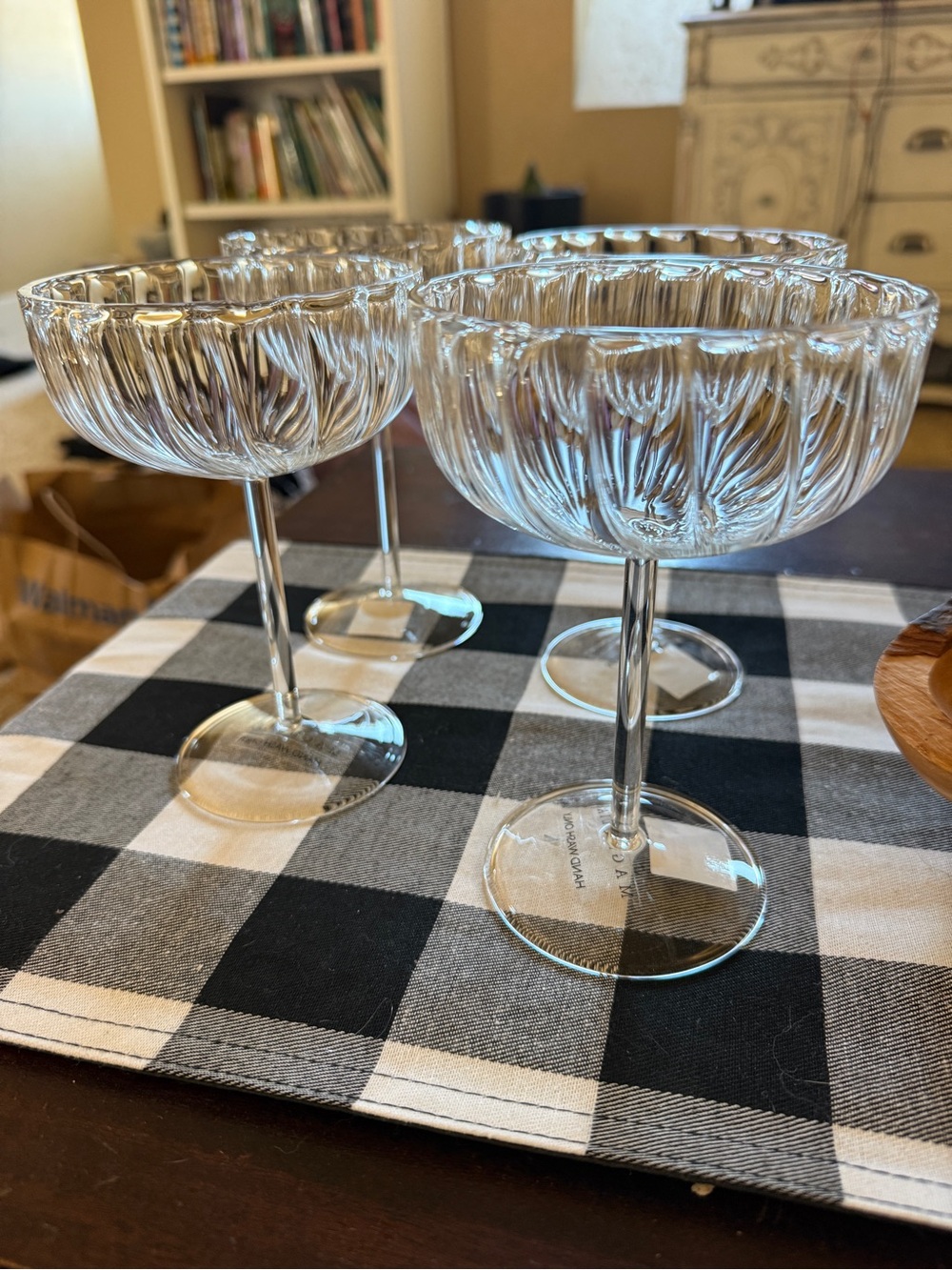 Set of 4 Magnolia Home Fluted Coupe Glass Glasses - Picture 3 of 6